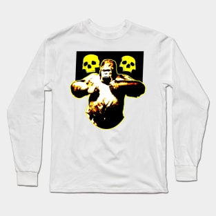 Strong gorilla orangutan with skulls Long Sleeve T-Shirt